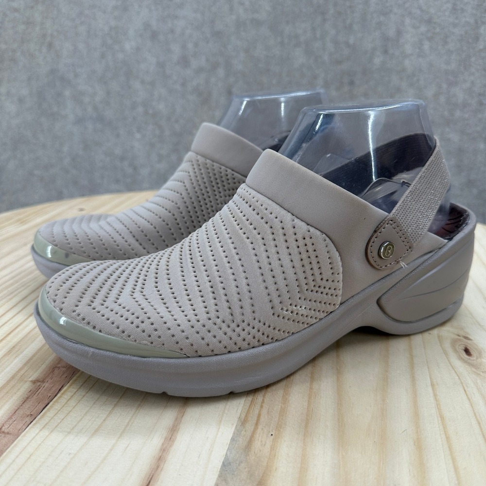 Bzees Kitty 10 M Taupe Perforated Slingback Platform Clogs Slip On Comfort Shoes